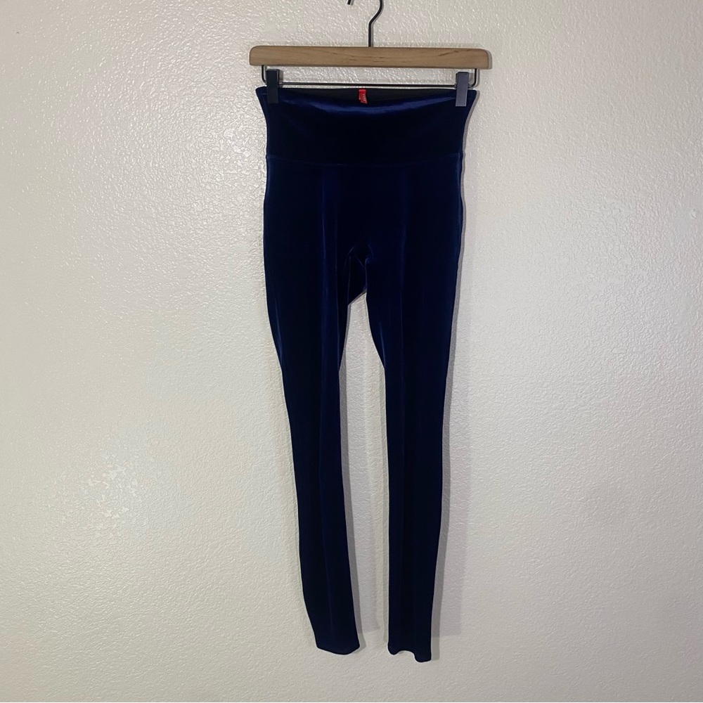 Spanx Womens Velvet Leggings Rich Lapis Night Blue Size S